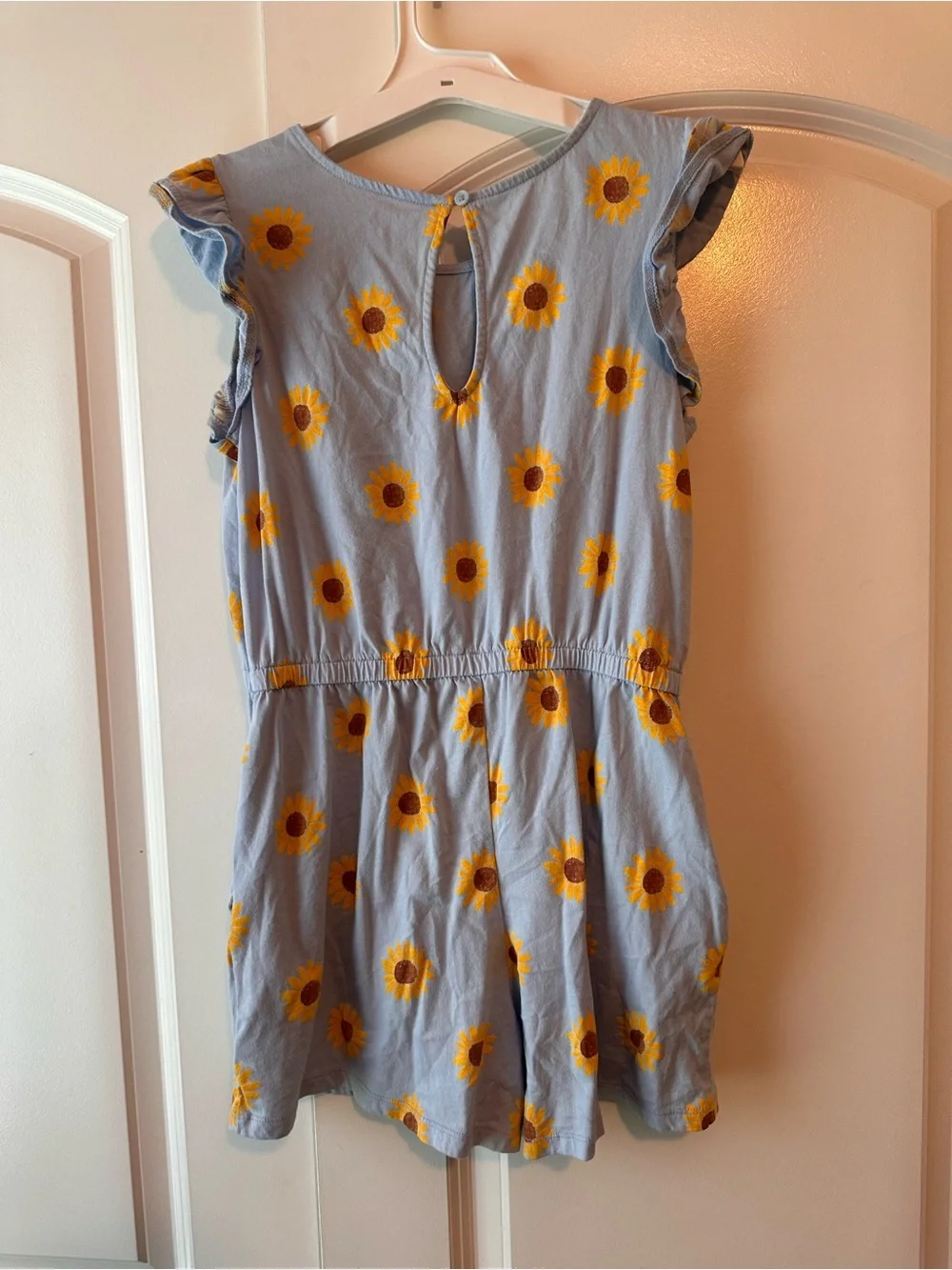 Girls XL Old Navy Light Blue Sunflower Print Romper